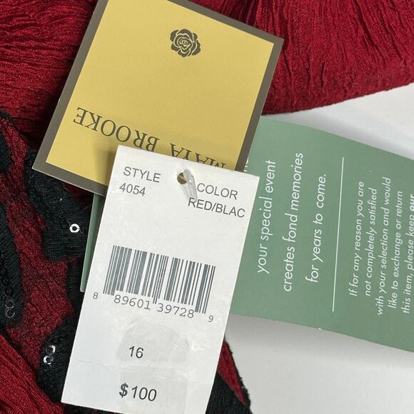 NWT Maya Brooke Red/Black 2 Piece Dress Suit Lace Trim Blazer Set Womens Size 16 - Picture 12 of 16